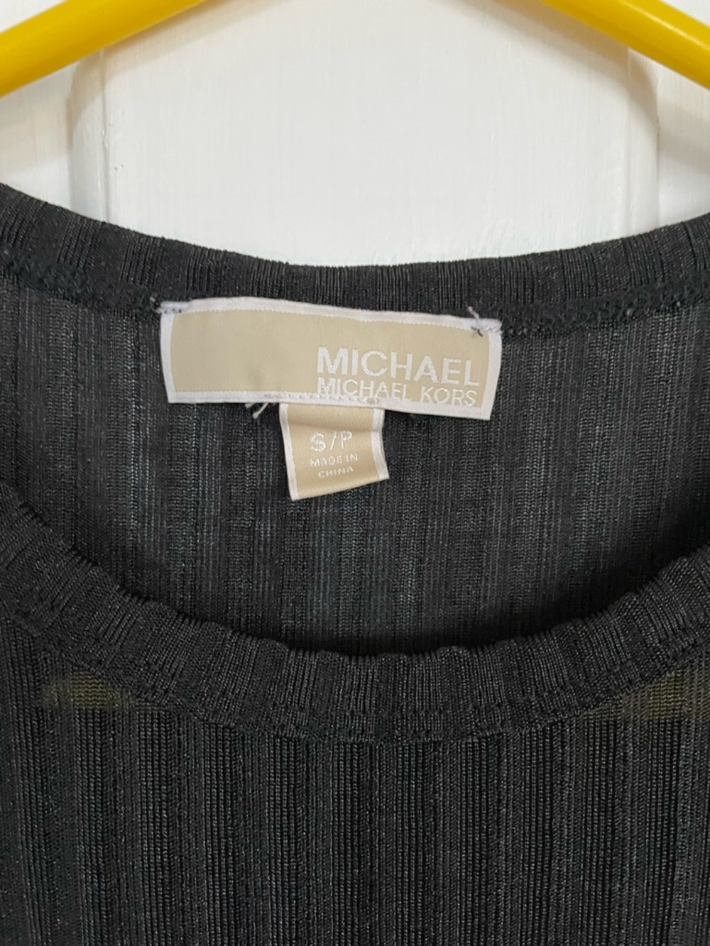 MICHAEL Michael Kors Black Ribbed Short-Sleeve Top
